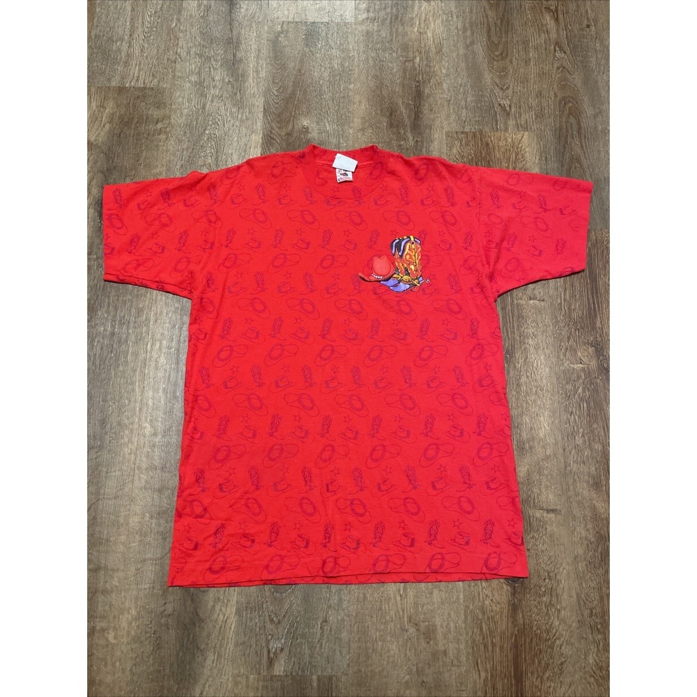 Single Stitch Country Western T-Shirt Buffalo Tag Size XL All-Over Print  Cowboy